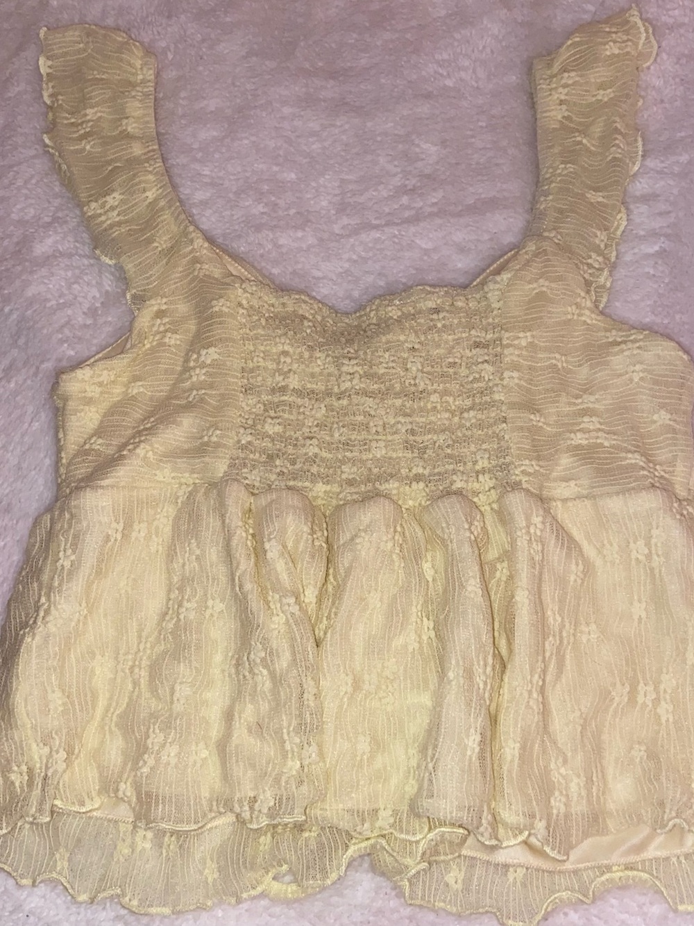 Yellow Ruffle Lace Tank Top - Picture 2 of 2